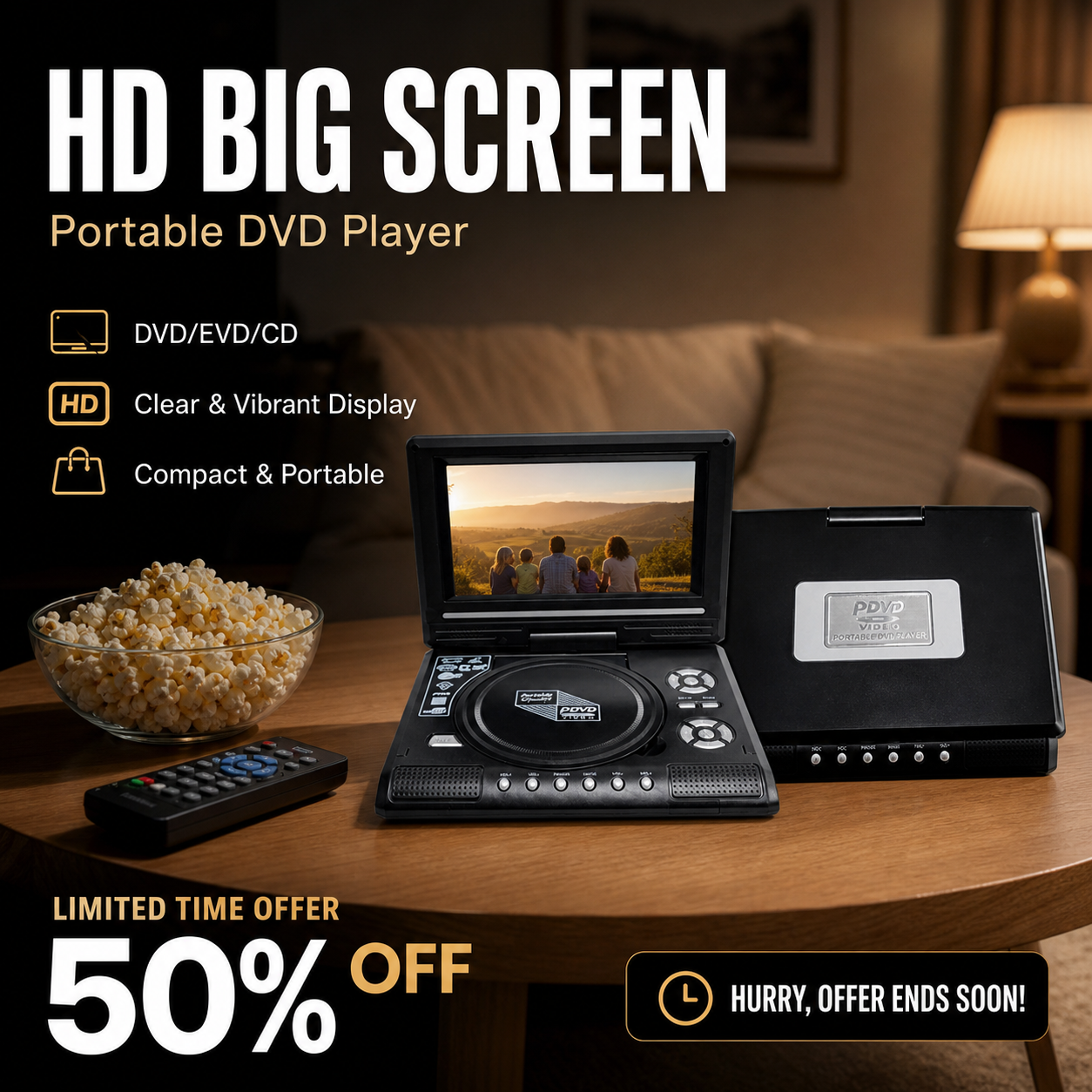📺 58 % DE RÉDUCTION !!! 💿 Lecteur DVD/EVD portable HD 7,8 pouces – Grand écran, rechargeable et compatible DVD/CD/USB/SD – Parfait pour la maison et les voyages.