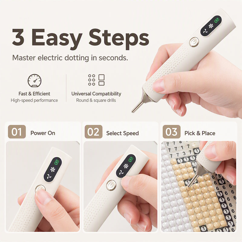 ✨ Rechargeable Electric Diamond Painting Pen – Cordless Vacuum Drill Tool, Wax-Free with Ergonomic Lightweight Design, Perfect for Diamond Art Kits 🎨🔋