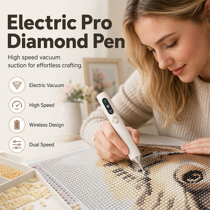 ✨ Rechargeable Electric Diamond Painting Pen – Cordless Vacuum Drill Tool, Wax-Free with Ergonomic Lightweight Design, Perfect for Diamond Art Kits 🎨🔋