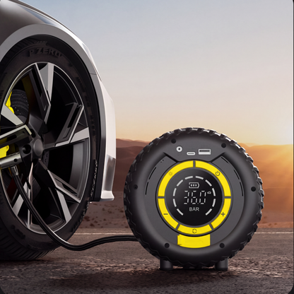 🚗 2-en-1 : Aide-démarrage + Gonfleur de pneus 🔋 — Compresseur portable puissant, compact et fiable ⚡ Idéal pour les urgences routières 🛠️