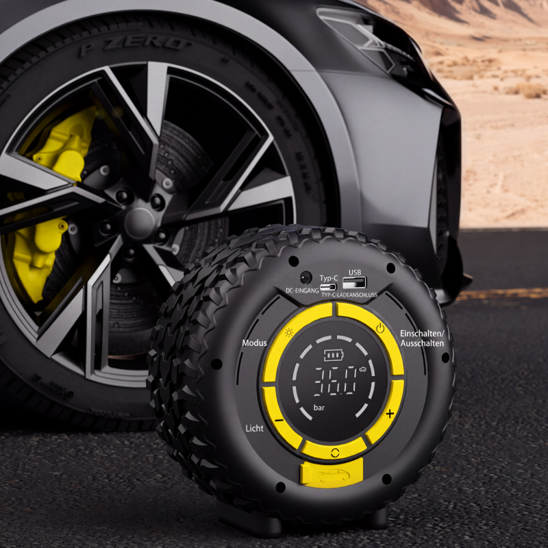 🚗 2-en-1 : Aide-démarrage + Gonfleur de pneus 🔋 — Compresseur portable puissant, compact et fiable ⚡ Idéal pour les urgences routières 🛠️