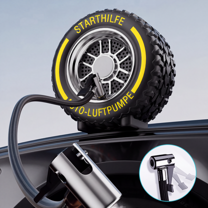 🚗 2-en-1 : Aide-démarrage + Gonfleur de pneus 🔋 — Compresseur portable puissant, compact et fiable ⚡ Idéal pour les urgences routières 🛠️
